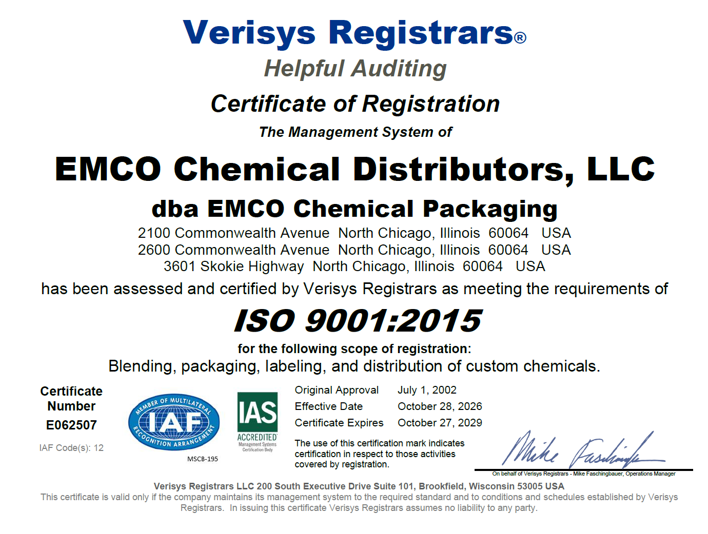 Iso Cert NC 2026